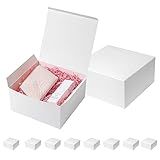 Mcfleet Gift Boxes with Lids 10x10x5 Inches 10 Pack Bridesmaid Proposal White Cardboard Gift Box for Presents, Christmas, Wedding, Graduation, Holiday, Birthday Craft Present Packaging