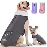 iBuddy Dog Winter Jacket for X-Large Dogs, Easy on Dog Snow Coat Velcro Waterproof Pet Puffer Coat with Harness Hole Adjustable Reflective Quilted Pet Cold Weather Vest Wind-Poof for Boy Male