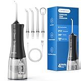 OPERAN Water Flossers for Teeth, Cordless Portable Water Flossers for Adults Braces, IPX7 Waterproof with 4 Modes, 4 Professional Nozzles, 300ml Tank & 21 Days Runtime for Travel, Black, 1Pack