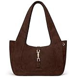 BOSTANTEN Vintage Shoulder Bag for Women Suede Leather Tote Bag Ladies Lightweight Dumpling Handbag for Work Date Travel