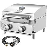 Veralune 2-Burner Tabletop Gas Grill, 22000 BTU Stainless Steel Grill