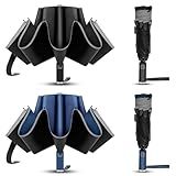 VOUUY 2-Pack Travel Umbrella, Unbreakable 10 RIBS, Windproof Umbrellas for Rain & Sun, Automatic, Foldable Reverse Rain Umbrella for Women Men