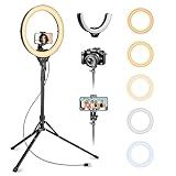 Aureday 14'' Selfie Ring Light with 62'' Tripod Stand and Phone Holder, Dimmable LED Phone Ringlight for Makeup/Video Recording/Photography, Circle Lighting for All Cell Phones&Lightweight Cameras