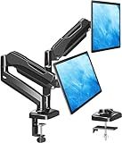 MOUNTUP Dual Monitor Stand for Desk, Monitor Arms for 2 Monitors 32 27 24 22 Inches, Height Adjustable Double Monitor Mount, VESA Mount with C-Clamp & Grommet Base, Holds 4.4-17.6lbs