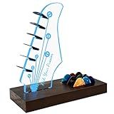NZNDB Light Up Guitar Pick Holder, Wooden Guitar Pick Holder for Picks Storage and Display, Music Gift for Men Guitar Music Lovers Players Guitarist, Guitar Accessories