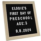 C CRYSTAL LEMON Black Felt Letter Board 10x10in – Milestone & Pregnancy Announcement Message Board with 336 Letters, Wooden Frame, Wall Mount or Stand