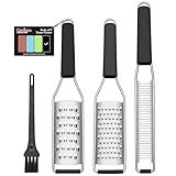 Cambom Lemon Zester Grater Three-piece Suit - Heavy Duty Kitchen Tool for Parmesan Cheese, Ginger, Garlic, Nutmeg, Chocolate, Vegetables，Fruits，Stainless Steel Grater Dishwasher Safe Black