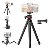 NEEWER Flexible Phone Tripod, Small Mini Camera Webcam Desk Stand, Phone Holder & Action Camera Mount Adapter Compatible with iPhone GoPro DJI Pocket 4 3 Xtra Muse Insta360 for Video Recording, TP34