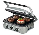 Cuisinart Griddler Indoor Grill, Panini Press, Sandwich Maker & More, 5-in-1 Grilling, Dishwasher-Safe Nonstick Cooking Plates, GR-4NP1, Stainless Steel