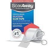 ScarAway Clear Silicone Scar Tape, Medical-Grade Cut-to-Size Silicone Strip for Surgery, Burn, Hypertrophic & Keloid Scars, Self-Adhesive, Water-Resistant, 60” x 1.6” Tape Roll