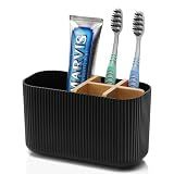 GFWARE Black Toothbrush Holder, 5 Slots Bathroom Organizers and Storage