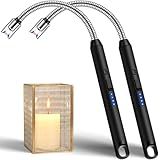 LcFun 2 Pack Candle Lighter Windproof USB C Rechargeable Electric Lighters with 360° Flexible Neck & Safety Lock, Windproof Flameless Long Lighters Matches for Candle, Grill, BBQ, Camping, Gas Stoves