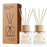 Reed Diffuser Set, Binca Vidou Lavender & Vanilla Natural Scent Oil Diffusers with Sticks for Home Office Bathroom Aromatherapy Decor 1.69oz x 2