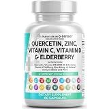 Q Defend Quercetin Supplement with Zinc Vitamin C Vitamin D Elderberry Turmeric Black Pepper Garlic Ginger Sea Moss Lysine Stinging Nettle Reishi Mushroom Immune Support 60 Capsules