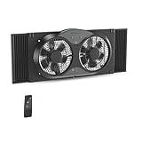 Comfort Zone 9-Inch Reversible Twin Window Fan with Remote Control – 3-Speed Dual Blade Fan with Exhaust, Cooling & Circulate Modes, Expandable Width 23.5" to 37", Removable Bug Screen & Tabletop Feet