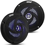 Pyle Marine Speakers -5.25 Inch 2 Way Waterproof and Weather Resistant Outdoor Audio Stereo Sound System with LED Lights,180 Watt Power and Low Profile Slim Style -1 Pair -PLMRS53BL (Black)