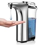PZOTRUF Automatic Soap Dispenser, Touchless Dish Soap Dispenser 17oz/500ml with Infrared Sensor, 5 Adjustable Soap Dispensing Levels, Liquid Hand Dispenser for Bathroom Kitchen Sink (Silver)