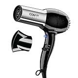 Conair Hair Dryer, 1875W Full-Size Hair Dryer with Ionic Conditioning, Blow Dryer, Tourmaline Ceramic Technology for Quick Drying, Black/Chrome