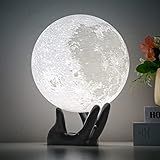 BRIGHTWORLD Gifts for Women, 7.1 inch Moon Lamp 3D Printing Moon Light 16 Colors Night Light for Kids Room Home Decor, Gifts for Teen Girls Boys, Mothers Day Gifts Birthday Gifts (Black Hand Stand)