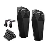 Ginsco Car Trash Can Cup Holder, 2 Pack Mini Trash Can with Lid, Car Accessories for Interior, Leakproof Small Trash Cup for Home with Additional 2 ABS Hooks and 90pcs Trash Bags Black