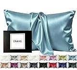 INSSL Silk Pillowcase for Women, Mulberry Silk Pillowcase for Hair and Skin and Stay Comfortable and Breathable During Sleep Silk Pillow Cases (Blue Gray,Standard)