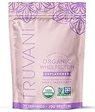 Truvani Organic Whey Protein Powder | Unflavored | 20g Grass Fed Whey Protein | 20 Servings | USDA Organic & Non-GMO | Gluten Free | No Gums, No Soy, No Stevia, No Added Sugars