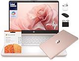 HP 14 Laptop Student Business 2025 Flagship, AI Copilot, 4-Core 13th Gen Intel CPU, 16GB RAM 628GB Storage (128GB UFS+ 500GB Ext), 1-Yr Office 365, Long Battery HubxcelAccessory Win 11S Rose Gold