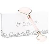 Natural Jade Roller for Face - Aging Wrinkles, Puffiness Facial Skin Massager Treatment Therapy - Premium Jade Stone, by Crystal Lemon (Rose Quartz)