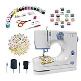 Stoigeld Sewing Machine for Beginners with 20Pcs Fabric & 32Pcs Sewing Threads Kit,Portable Sewing Machine with 12 Built-in Stitches & 2 Speed(High-Low Speeds)-SM-725