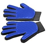 Upgrade Efficient Pet Hair Remover Gloves - Gentle Shedding Brushes for Dogs, Cats & Horses with Long and Short Hair - 1 Pair (Blue)