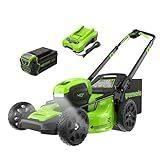 Greenworks 40V 21" Self-Propelled Cordless Lawn Mower – Brushless Motor, 5.0Ah Battery & Charger(75+ Tool Compatible)