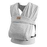 vrbabies Baby Wraps Carrier Newborn to Toddler, Kangaroo Baby Easy Wearing Wrap, Adjustable Soft Baby Holder Front Chest Sling Carriers Perfect Baby Infant Essentials Gifts (Striped Grey, Cotton)