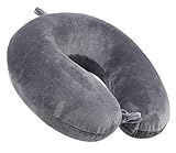 GDEOUP Travel Pillow 100% Pure Memory Foam Neck Pillow Airplane for Traveling,Car, Train,Napping,Traveling,Washable Cover (Grey)