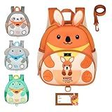 BabbleRoo Toddler Backpack, Kids Backpack - Light & Comfortable, Water Resistant Neoprene, Bag Leash for Toddlers 1-3, Reflective Strips for Visibility, Animal Bag, Karie the Kangaroo