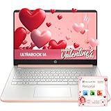 HP Rose Gold Ultrabook Laptop with Microsoft Office 365, Intel 2-Core CPU, 1.1TB Storage (1TB OneDrive and 64GB SSD), 8GB RAM, Windows 11, No Mouse