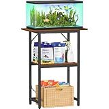 Snughome 10-20 Gallon Fish Tank Stand, Aquarium Stand 2-Tier Storage Shelves, Heavy Duty Terrarium Stand for Home Office Fish Tank Shelf, 24" L x 11.81" W x 30.71" H, Rustic Brown