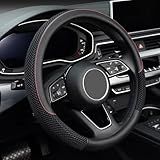 KAFEEK Steering Wheel Cover, Universal 15 inch, Microfiber Leather Viscose, Breathable, Anti-Slip,Warm in Winter and Cool in Summer, Black