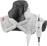 Sunbeam Contoured Heating Pad for Neck & Shoulder Pain Relief with Auto Shut Off Moist Heating Option 22 x 19 Grey
