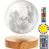 VGAzer Levitating Moon Lamp,Floating and Spinning in Air Freely with 3D Printing LED Moon Lamp Has 20 Modes for Unique Gifts,Room Decor,Night Light,Office Desk Toys (Wooden Base 16 Colors)