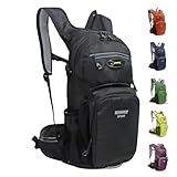 Lemuvlt Hiking Daypack 15L Capacity Waterproof Biking Backpack, Many Compartments Lightweight & Durable- Ideal Backpack for Skiing Skating Snowboarding Hiking Running MTB Cycling(Black)
