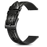 Korwuira 22mm Premium Leather Watch Band for Men, Alligator-Embossed, Black