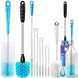 Holikme Bottle Brush Tube Cleaning Lab Set with Long Handle, Cup Cleaner for Washing Narrow Neck Beer Wine Decanter Pipes Lids Sinks Cap Covers, White
