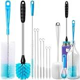 Holikme Bottle Brush Tube Cleaning Lab Set with Long Handle, Cup Cleaner for Washing Narrow Neck Beer Wine Decanter Pipes Lids Sinks Cap Covers, White