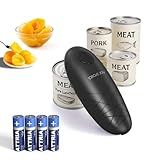 CIRCLE JOY Electric Can Opener, One-Touch Automatic Can Opening with Smooth Edges, Food Safety Handheld Battery-Operated Can Opener for Kitchen and Seniors, Black