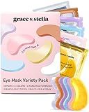 grace & stella Under Eye Mask Variety Pack - 18 Pairs of Under Eye Patches for Dark Circles - With 6 Colors (3 Pairs/Color) - Gel Masks Puffy Eyes for Women - Vegan Cruelty Free Bridesmaid Gifts
