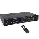 Pyle Bluetooth 5.1 Amplifier - Home Audio / Theater / Karaoke Receiver with 5 Channels and Subwoofer Out - 2 Mic Inputs w/ Echo, USB-A / SD Reader with MP3 Player, RCA In - PDA8BU