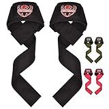 FIGHTSENSE Lifting straps for weightlifting, Gym wrist straps for men women, Neoprene Padded Cotton Weightlifting Straps for Bodybuilding, Powerlifting, Deadlifting and strength training (BLACK)