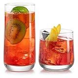 Libbey Ascent Tumbler and Rocks Drinking Glasses Set of 16, Glass Drinking Glasses with Curvature, Versatile Glassware Set for Parties and More