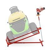 Heavy Duty Steel Riding Mower Lift, 880 Lbs Lawn Mower Lift Jack, Foldable Lawn Tractor Lift, Telescopic Maintenance Jack with Manual & Power Tool Handle for Lawn Mowers and Garden Tractors, Red