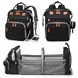 Astro alan Baby Diaper Bag with Changing Station, Waterproof Diaper Bag Backpack for Moms Dads with USB Charging Port, Baby Shower Gifts, Baby essentials, Black